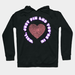 Well, just pin and you're in - white letters with a purple border on a black background. Hoodie